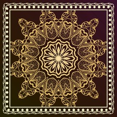 Traditional ornamental floral mandala pattern. For design of carpet, shawl, pillow, cushion. Vector illustration