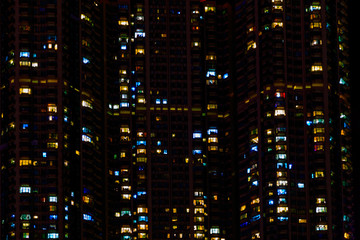 Fototapeta na wymiar Residential building lights at night