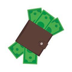 money on the wallet icon illustration