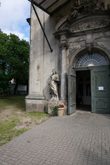 Entrance of the St Trinity Lutheran church of Liepaja. Historical building