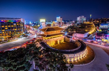 Dongdaemun traditional gate in night at seoul south Korea 