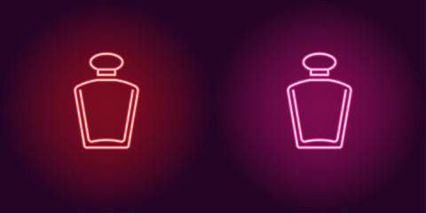 Neon perfume bottle, glowing icon. Vector sign