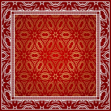 Background, geometric pattern with ornate lace frame. illustration. for Scarf Print, Fabric, Covers, Scrapbooking, Bandana, Pareo, Shawl.