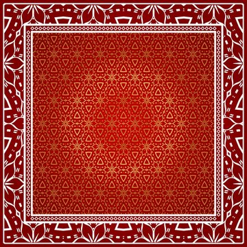 Background, geometric pattern with ornate lace frame. illustration. for Scarf Print, Fabric, Covers, Scrapbooking, Bandana, Pareo, Shawl.
