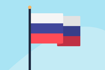 the flag of Russia, flat illustration on sky background