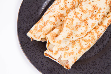 Pancakes stuffed with braised apples 