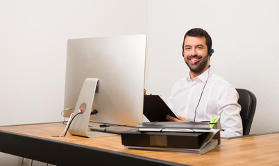 Telemarketer man in a office