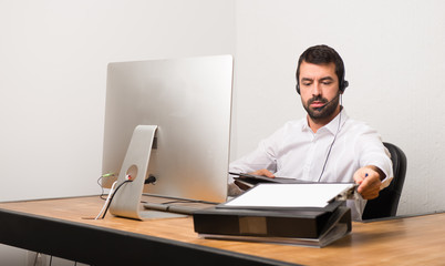 Telemarketer man in a office
