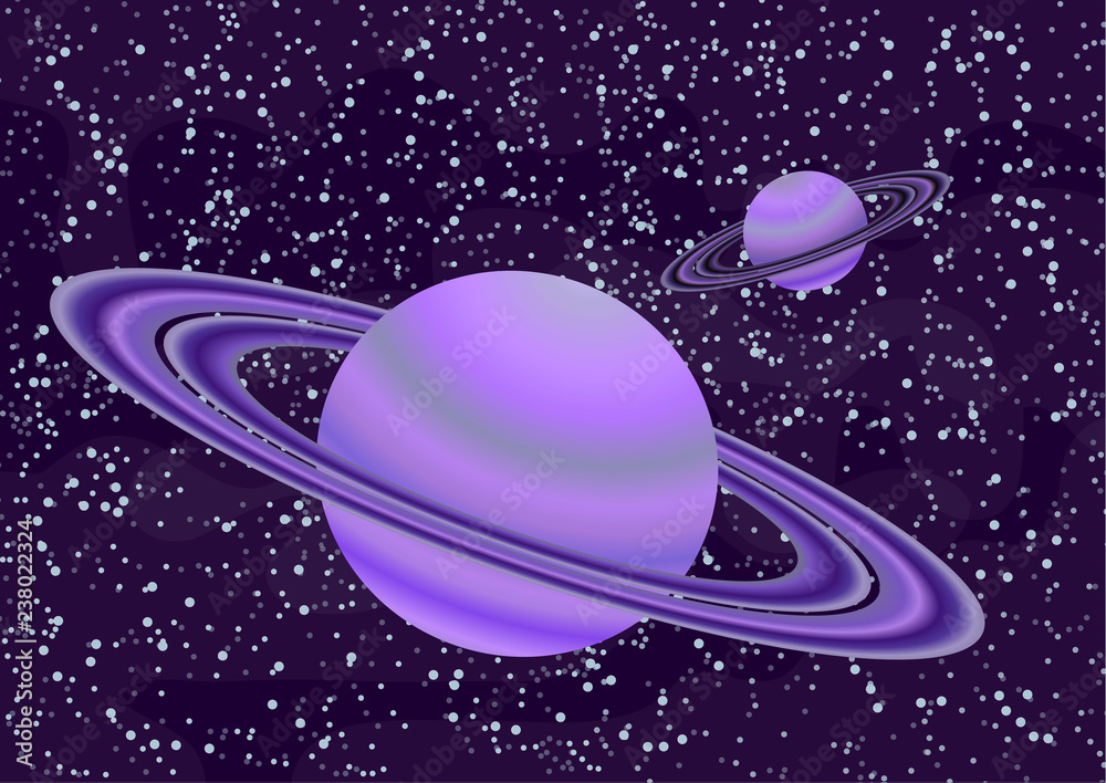 Canvas Prints saturn-like planets with an asteroid belt. starry colorful space background for your design. fantasy