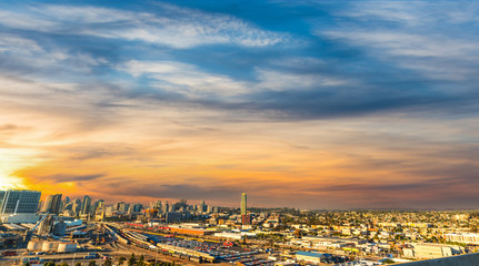 Colorful sky over San Diego at sunset