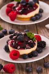 Cheesecakes with mixed berries.