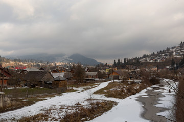 Fototapeta premium Mountain winter landscape, Carpathians