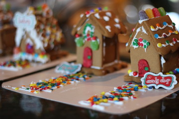 Fototapeta na wymiar Holiday Candy Shop Gingerbread House