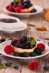 Cheesecakes with mixed berries.