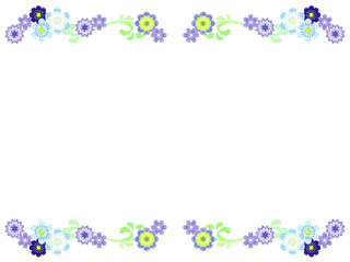 青い雪割草の花のフレーム