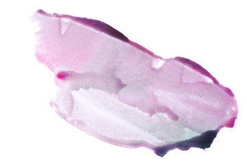 purple watercolor stain on white background isolated water stains with paint drops. hand drawing.