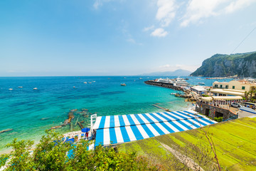 Marina Grande beach in Capri under a clear sky
