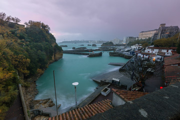 City of Biarritz with its beautiful coast and the old sea port, at the North Basque Country.