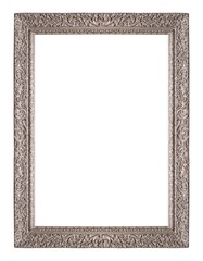 Silver frame for paintings, mirrors or photo isolated on white background	