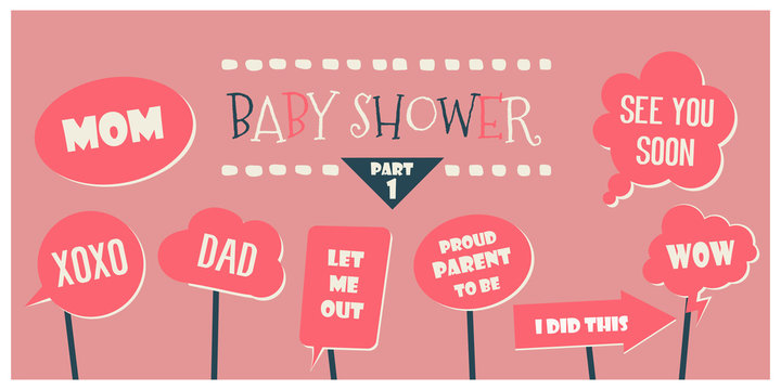 Baby shower photo booth props vector elements