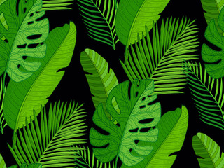 Palm leaves  seamless pattern.