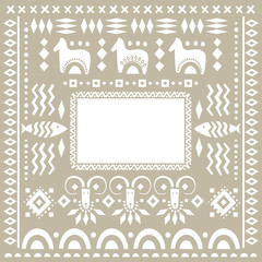 Square vector poster decorated with scandinavian ornaments with place for text.