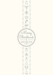 Christmas greetings with hand drawn decorations in retro style. Vector.