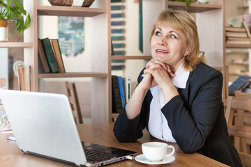 woman in cafe, office