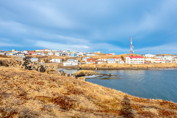Seascape view at Stykkisholmur church hill, Iceland