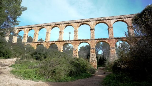 Roman Aqueduct Pont del Diable in Tarragona, Spain.The Archaeological Ensemble of Tarraco is declared a UNESCO World Heritage Site Ref 875
