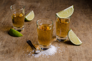 Tequila shot with lime