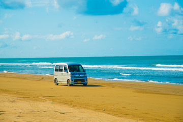 Chirihama Nagisa Drive way in Ishikawa, Japan. Japan's only beach you can drive by the car.