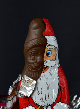 unwrapped chocolate santa claus, Bipolar disorder mental health concept