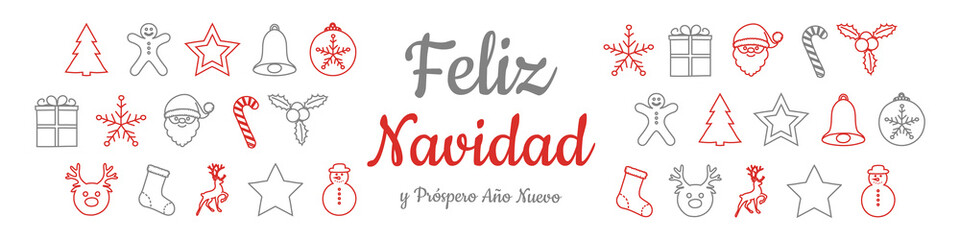 Feliz Navidad - translated from spanish as Merry Christmas. Vector