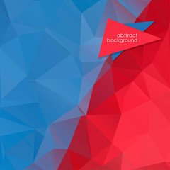 Abstract polygonal blue red background