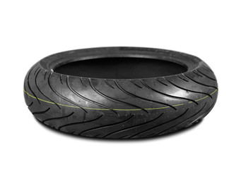 Moto tire for powerful sports motorcycle. Isolated background