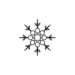 black winter snowflake isolated on white background line icon silhouette