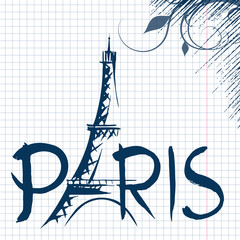 Tower Eiffel with Paris lettering.