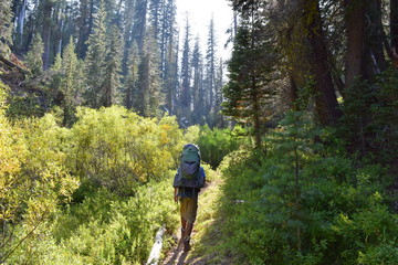 young man wilderness backpacking