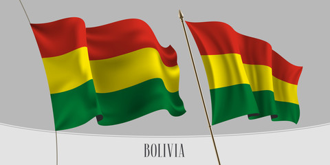 Set of Bolivia waving flag on isolated background vector illustration