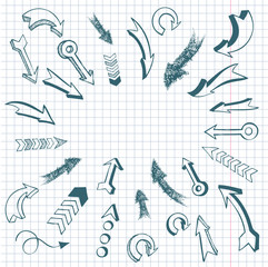 vector set of hand drawn arrows
