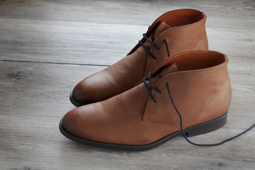 Pair of brown leather men's dress boots