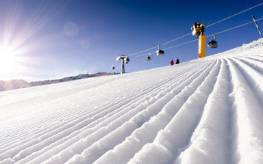 Frisch präparierte Skipiste Sölden, Rettenbachgletscher
