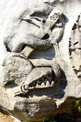 Fototapeta na wymiar Italien, Verona, Delfin auf römischer Stele