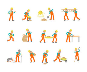 Construction Worker character in various poses.