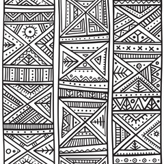 Tribal African seamless pattern in boho style with ethnic ornaments.