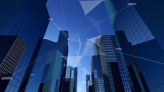 Digital Data Connection City And Sky