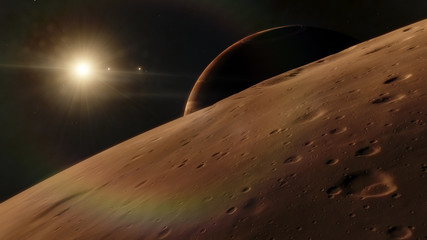 Planet in the space. Colorful art. Solar system. Gradient color. Space wallpaper. Elements of this image furnished by NASA © Cepheia