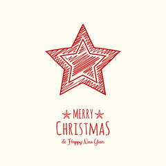 Obraz premium Design of Christmas star with wishes and ornaments. Vector.