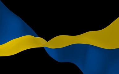 The flag of Ukraine. National flag and state ensign. Blue and yellow bicolour. 3D illustration waving flag